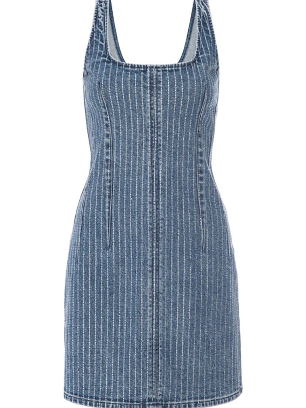 Good American Rhinestone Denim Shift Dress | NWT